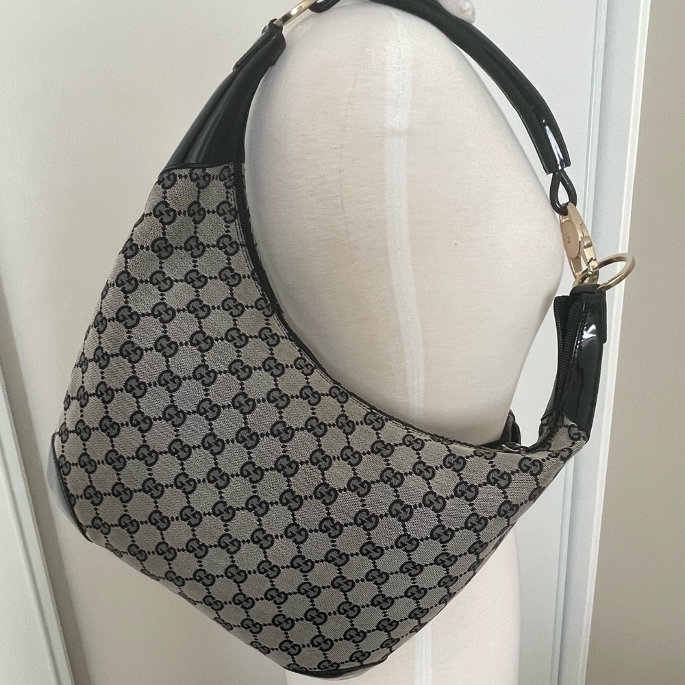Gucci GG Canvas Shoulder Hobo Bag black/Gray - Picture 5 of 15
